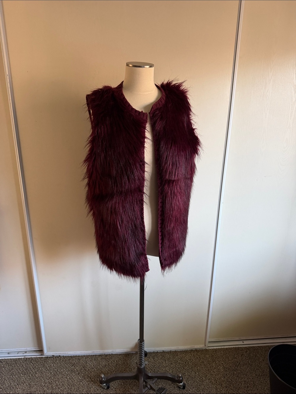 Burgundy Faux Fur Vest